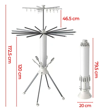Cây sào phơi đồ 2 tầng M32 khung thép cacbon gấp gọn đa năng kèm kẹp, giàn 3 tầng cao cấp xoay 360 độ - 945.000đ 2