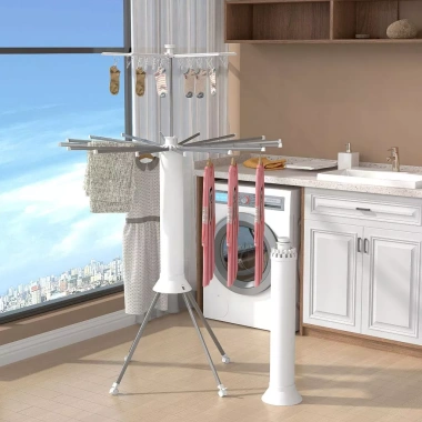 Cây sào phơi đồ 2 tầng M32 khung thép cacbon gấp gọn đa năng kèm kẹp, giàn 3 tầng cao cấp xoay 360 độ - 945.000đ 5