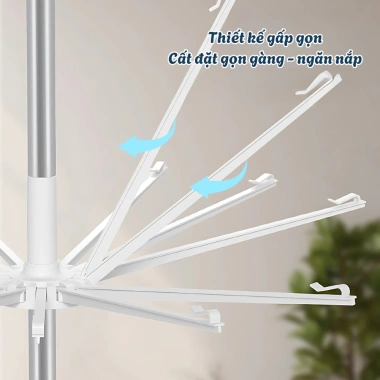 Cây sào phơi đồ gấp gọn inox 3 tầng 40 kẹp siêu chắc xoay 360 độ linh hoạt - 217.300 VND 6