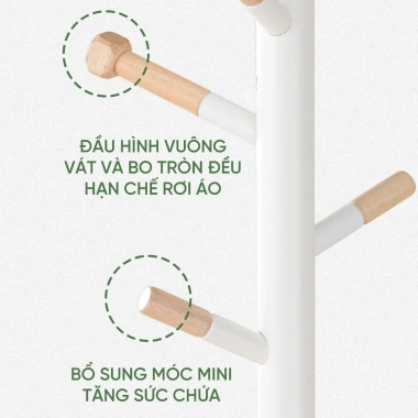 Cây Treo Đồ Gỗ Cao Su Nguyên Khối ARIZE Hanger Tree Trắng – Giá 702.000đ 5