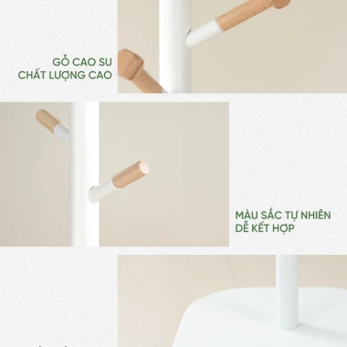 Cây Treo Đồ Gỗ Cao Su Nguyên Khối ARIZE Hanger Tree Trắng – Giá 702.000đ 6
