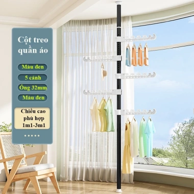 Cây treo quần áo EMOMART ống thép 32mm dày 0.9mm - Lắp đặt linh hoạt, dài có thể thu kéo, chỉ 85.000₫