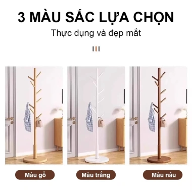 Cây treo quần áo gỗ 8 móc - Giá treo đứng chất lượng cao, giảm còn 69.900₫