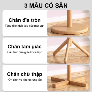 Cây treo quần áo gỗ 8 móc - Giá treo đứng chất lượng cao, giảm còn 69.900₫