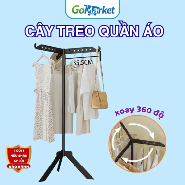 Cây treo quần áo GoMarket xoay 360 độ gấp gọn thép chống gỉ, di động 173.000₫