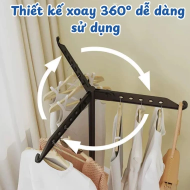 Cây treo quần áo GoMarket xoay 360 độ gấp gọn thép chống gỉ, di động 173.000₫