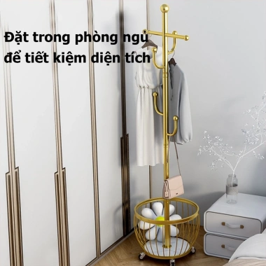 Cây treo quần áo inox cao cấp bánh xe di chuyển - màu đen trắng vàng, giảm còn 295.000đ 6