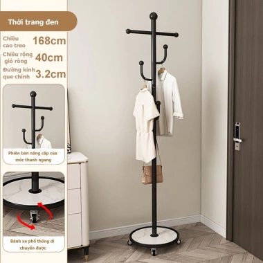 Cây treo quần áo inox cao cấp bánh xe di chuyển - màu đen trắng vàng, giảm còn 295.000đ 10