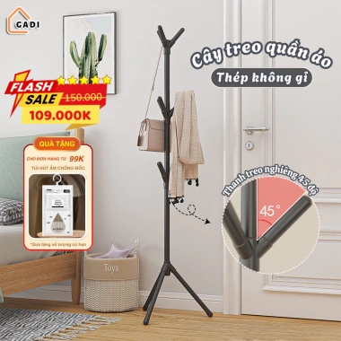 Cây treo quần áo thép không gỉ GADI đa năng, giá 196.000 - Tiện lợi, decor