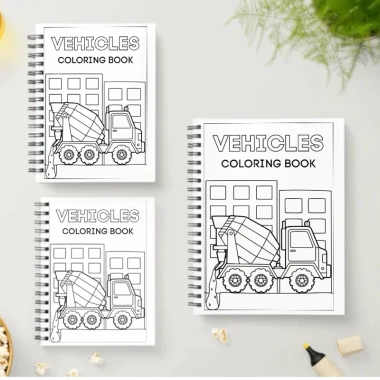 CB02 Vehicles - Đóng quyển lò xo, giấy 180gsm, Set 24 tranh tô màu A4/A5 Acrylic, Màu nước, Sáp màu - Giá chỉ 36.000₫