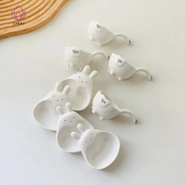 CENJ Đĩa nhúng gốm tay cầm – Đĩa nước sốt, gia vị sushi, bát ăn nhẹ, mới 2