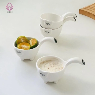 CENJ Đĩa nhúng gốm tay cầm – Đĩa nước sốt, gia vị sushi, bát ăn nhẹ, mới 3