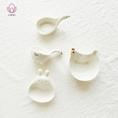 CENJ Đĩa nhúng gốm tay cầm – Đĩa nước sốt, gia vị sushi, bát ăn nhẹ, mới 6
