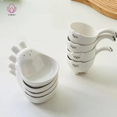 CENJ Đĩa nhúng gốm tay cầm – Đĩa nước sốt, gia vị sushi, bát ăn nhẹ, mới 7