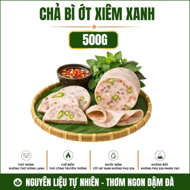 Chả Bì Ớt Xiêm Xanh Cửu Long 1kg Gói Lá Chuối, Chả Da Sạch, Không Phụ Gia, Giá chỉ 199.000 VND 10
