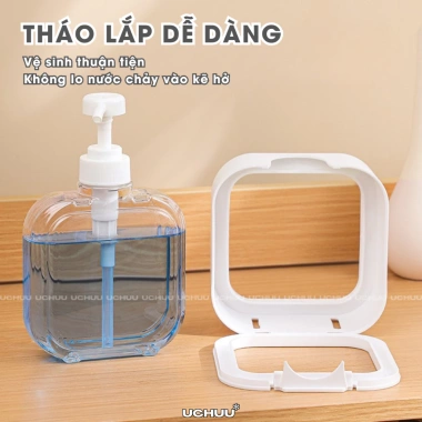 Chai chiết xà phòng trong suốt UCHUU - Bình đựng sữa tắm, dầu gội du lịch, lọ nhựa vòi bơm khóa, chỉ 31.000đ 3