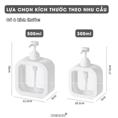 Chai chiết xà phòng trong suốt UCHUU - Bình đựng sữa tắm, dầu gội du lịch, lọ nhựa vòi bơm khóa, chỉ 31.000đ 7