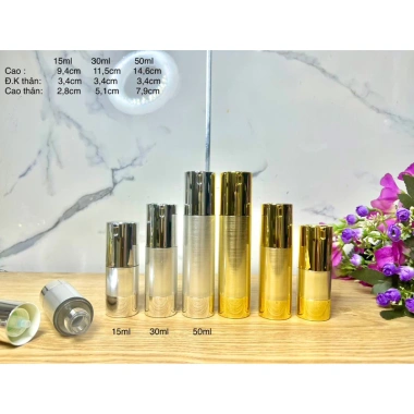 Chai hút chân không 15ml 30ml 50ml vàng bạc - Siêu bền, giữ hương vị, chỉ 19.000đ