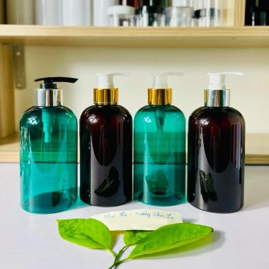 Chai lọ nhựa 350ml dạng bầu tròn, màu Nâu/Xanh/Xanh Ngọc/Trong/Trắng Sứ, vòi nhấn tiện lợi, lưu trữ dầu gội và sữa tắm - Giá chỉ 8.100₫ 7