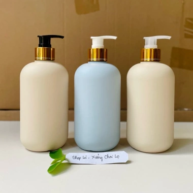 Chai lọ nhựa HDPE 500ml xanh dương/be - vòi nhấn, sữa tắm, dầu gội, kem body, 14.500 VNĐ 8