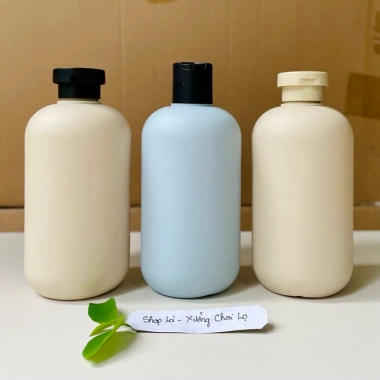 Chai lọ nhựa HDPE 500ml xanh dương/be - vòi nhấn, sữa tắm, dầu gội, kem body, 14.500 VNĐ 9
