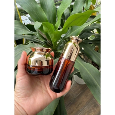 Chai lọ thủy tinh WX nâu nắp vàng 40ml + 30g in chữ - Giá chỉ 34.000đ