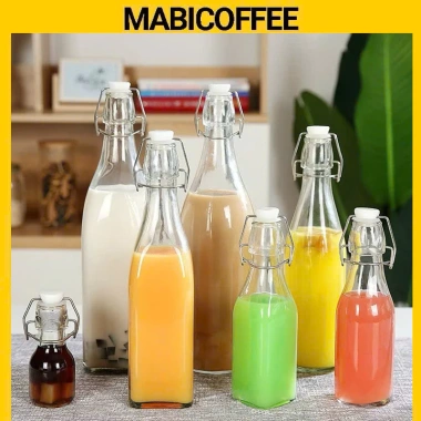 Chai Nắp Cài Thủy Tinh Loại Dầy + Gọng Inox 304 250ml 500ml 750ml 1.000ml Combo Giá Rẻ 29.700 VND