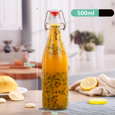 Chai Nắp Cài Thủy Tinh Loại Dầy + Gọng Inox 304 250ml 500ml 750ml 1.000ml Combo Giá Rẻ 29.700 VND