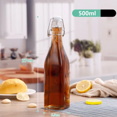 Chai Nắp Cài Thủy Tinh Loại Dầy + Gọng Inox 304 250ml 500ml 750ml 1.000ml Combo Giá Rẻ 29.700 VND