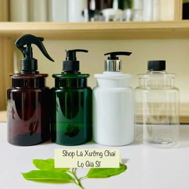Chai nhựa 500ml cổ 2 tầng, màu đa dạng, vòi nhấn đa kiểu - Đựng dầu gội, sữa tắm, 11.500₫