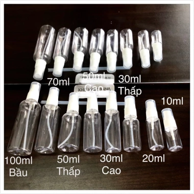 Chai nhựa xịt sương 1 set 5 chai - Lọ chiết mỹ phẩm trong suốt, giảm 20% còn 8.000₫