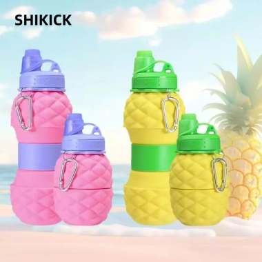 Chai nước gập SHIKICK silicon 700ml hình dứa, cốc đi bộ đường dài, giảm giá 104.500đ