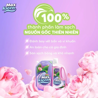 Chai Nước Lau Sàn MaxKleen 1Kg - Giá ưu đãi 35.000đ, tẩy bẩn mạnh, không vệt
