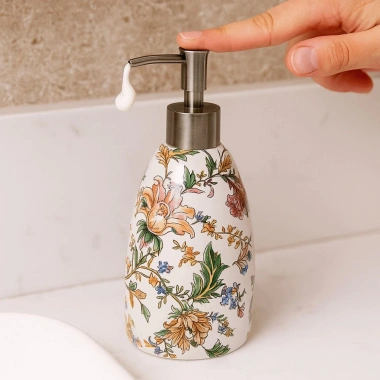 Chai nước rửa tay gốm MAOYE66SY hoa cổ điển, rỗng, hộp đựng xà phòng lỏng chống rò rỉ 4