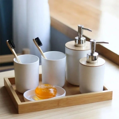 Chai Nước Rửa Tay Máy Bơm Xà Phòng Tre - Bình Tắm Di Động Phong Cách Bắc Âu 4