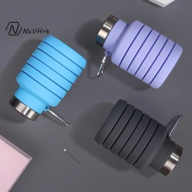 Chai Nước Silicon Ncvhrt Gập Nhỏ Gọn - Dùng Được Cà Phê, Du Lịch Ngoài Trời, Thể Thao, Gấp Lại Dễ Dàng 4