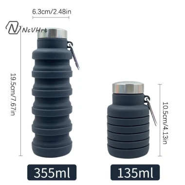 Chai Nước Silicon Ncvhrt Gập Nhỏ Gọn - Dùng Được Cà Phê, Du Lịch Ngoài Trời, Thể Thao, Gấp Lại Dễ Dàng 9