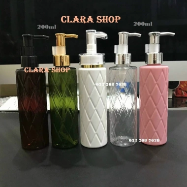 Chai PET mỹ phẩm tròn 200ml vòi ấn dài nhiều màu - Chiết 200ml chỉ 14.000đ