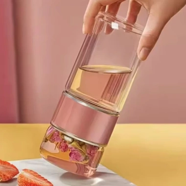 Chai pha trà thủy tinh cao cấp, cốc du lịch chống rò rỉ, treo tường đôi - 98.700đ
