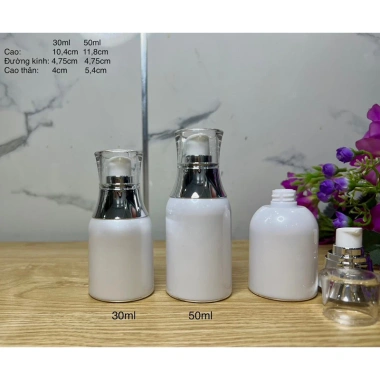 Chai serum chân không 30ml-50ml trắng đựng serum mỹ phẩm giá ưu đãi 24.500đ