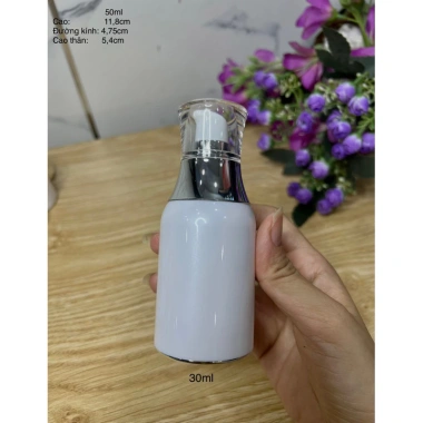 Chai serum chân không 30ml-50ml trắng đựng serum mỹ phẩm giá ưu đãi 24.500đ
