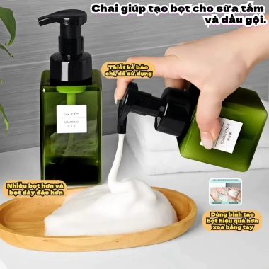 Chai tạo bọt đa năng cho dầu gội, sữa tắm, xà phòng rửa tay, sữa dưỡng thể – Giá ưu đãi 24.000₫