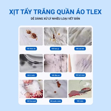 Chai Tẩy Trắng Quần Áo T‑LEX 500ml – Tẩy Mốc, Ố Vàng, Không Phai Màu, Dùng Cả Vải Trắng & Màu – 96.000₫ 8