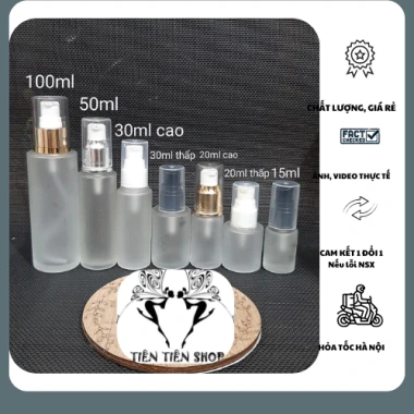 Chai thủy tinh mờ vai vuông đầu xịt giọt, nhiều size, giá 16.000đ tại tientienshop