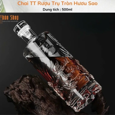 Chai TT Rượu Trụ Tròn Hươu Sao 500ml – Thủy tinh, trái cây men, quà tặng 60.000đ