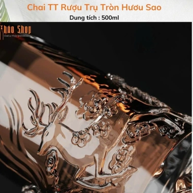 Chai TT Rượu Trụ Tròn Hươu Sao 500ml – Thủy tinh, trái cây men, quà tặng 60.000đ