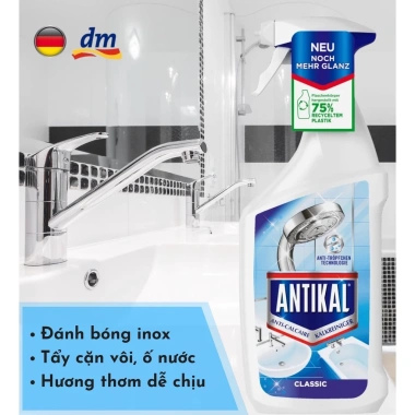 Chai xịt Antikal vệ sinh inox, chống ăn mòn, tẩy cặn canxi cho vòi rửa và vòi sen – 115.000₫ 4