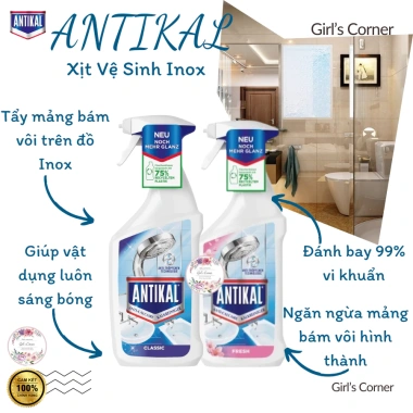 Chai xịt tẩy cặn canxi inox Antikal - Vệ sinh vòi rửa, vòi sen, giá chỉ 90.000đ