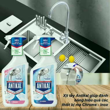 Chai xịt tẩy cặn canxi inox Antikal - Vệ sinh vòi rửa, vòi sen, giá chỉ 90.000đ