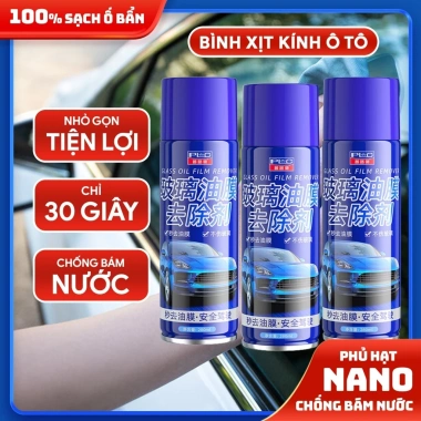 Chai Xịt Tẩy Ố Kính Xe Ô Tô Tẩy Cặn Canxi, Làm Bóng, Phủ Nano Chống Bám Nước 65.000₫